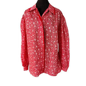 NWT NOS Vintage Lady Manhattan Red White Polyester Blouse 22W 1979-1983